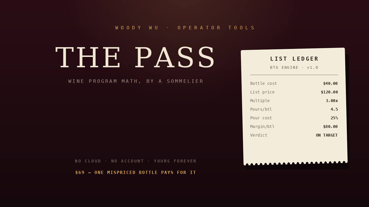 The Pass wine program math cover